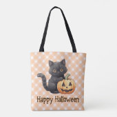 Niedlich Black Cat & Jack-O' Lantern Happy Hallowe Tasche (Rückseite)