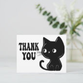 Niedlich Black Cat Kitten Kitten Vielen Dank Postkarte (Stehend Vorderseite)