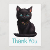 Niedlich Black Cat Kitten Kitten Vielen Dank Postkarte (Vorderseite)