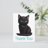 Niedlich Black Cat Kitten Kitten Vielen Dank Postkarte (Stehend Vorderseite)