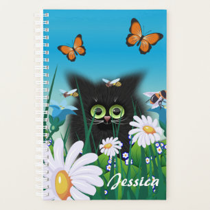 Niedlich Black Cat Kitten mit Daisis Personalisier Planer