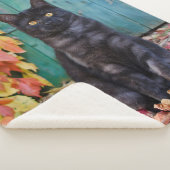 Niedlich Black Cat Kitten mit roten Blätter Blue D Sherpadecke (3/4)