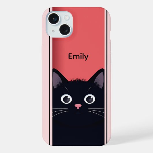 Niedlich Black Cat Kitten Moderner Personalisierte iPhone Hülle (Rückseite)