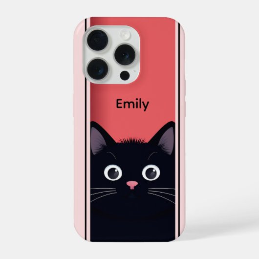 Niedlich Black Cat Kitten Moderner Personalisierte iPhone Hülle (Rückseite)