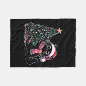 Niedlich Black Cat Kitten Weihnachtsmannmütze Weih Fleecedecke (Vorderseite (Horizontal))