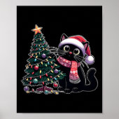 Niedlich Black Cat Kitten Weihnachtsmannmütze Weih Poster (Vorne)