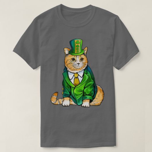 Niedlich Black Cat Leprechaun Hat Funny Irish St P T-Shirt (Design vorne)