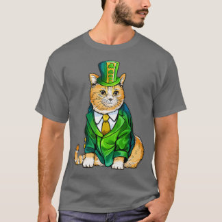 Niedlich Black Cat Leprechaun Hat Funny Irish St P T-Shirt