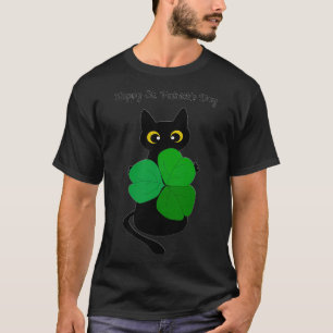 Niedlich Black Cat Leprechaun Hat Funny Irish St P T-Shirt