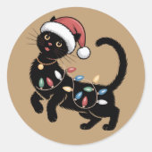 Niedlich Black Cat Lover Weihnachtsgeschenk Mama F Runder Aufkleber (Vorderseite)