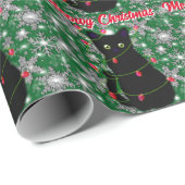 Niedlich Black cat Meowy Christmas Geschenkpapier (Rolleneckpunkt)