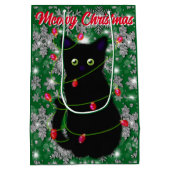 Niedlich Black cat Meowy Christmas Mittlere Geschenktüte (Rückseite)