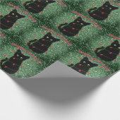 Niedlich Black Cat Meowy Weihnachtsblitz Geschenkpapier (Ecke)