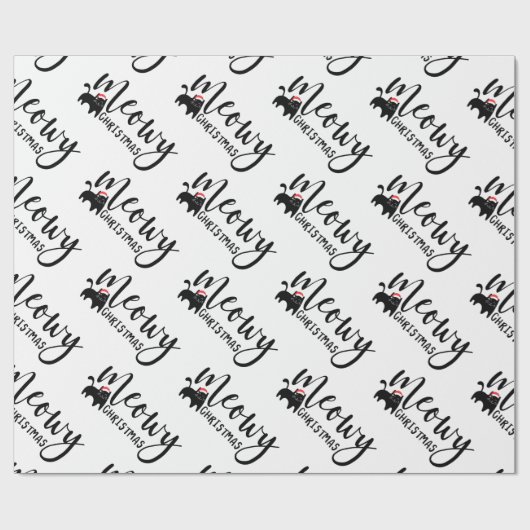 Niedlich Black Cat Pattern Meowy Weihnachten Geschenkpapier (Flach)