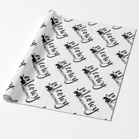 Niedlich Black Cat Pattern Meowy Weihnachten Geschenkpapier (Ungerollt)