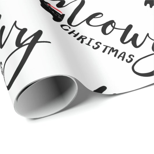 Niedlich Black Cat Pattern Meowy Weihnachten Geschenkpapier (Rolleneckpunkt)