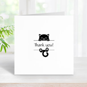 Niedlich Black Cat Peeking Vielen Dank 1x1 Gummistempel