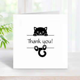 Niedlich Black Cat Peeking Vielen Dank Gummistempel