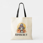 Niedlich Black Cat Personalisiert Halloween Tragetasche (Rückseite)