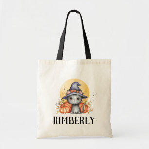 Niedlich Black Cat Personalisiert Halloween Tragetasche