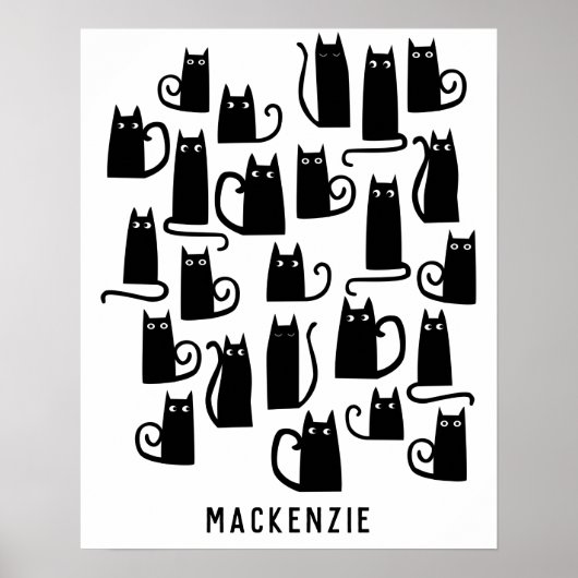 Niedlich Black Cat Personalisiert Poster (Vorne)
