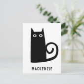 Niedlich Black Cat Personalisiert Postkarte (Stehend Vorderseite)