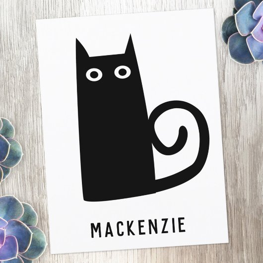 Niedlich Black Cat Personalisiert Postkarte
