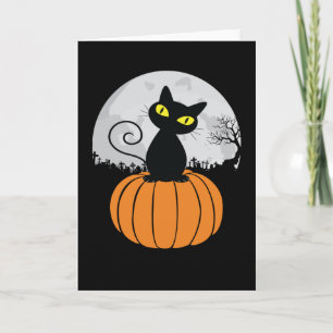 Niedlich Black Cat Pumpkin Full Moon Funny Hallowe Karte