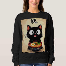 Niedlich Black Cat Ramen - Kawaii Japanische Nudel Sweatshirt
