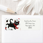 Niedlich Black Cat Retro Weihnachten Rücksendeadre (Insitu)