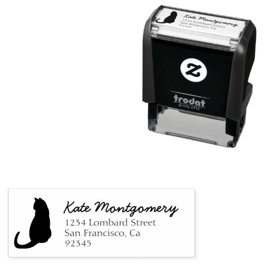 Niedlich Black Cat Rücksendeadresse Permastempel (Beispiel)