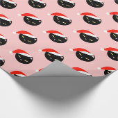 Niedlich Black Cat Santa Red Pattern Pink Weihnach Geschenkpapier (Ecke)