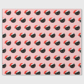 Niedlich Black Cat Santa Red Pattern Pink Weihnach Geschenkpapier (Flach)
