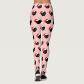 Niedlich Black Cat Santa Red Pattern Pink Weihnach Leggings (Rückseite)