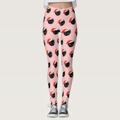 Niedlich Black Cat Santa Red Pattern Pink Weihnach Leggings (Vorderseite)