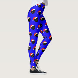 Niedlich Black Cat Santa Royal Blue Ugy Leggings