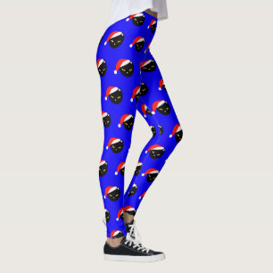 Niedlich Black Cat Santa Royal Blue Ugy Leggings
