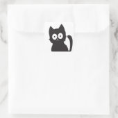 Niedlich Black Cat Silhouette Quadratischer Aufkleber (Tasche)