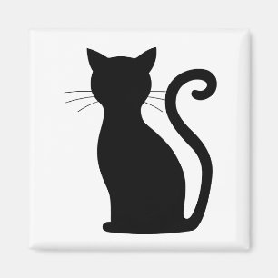 Niedlich Black Cat Silhouette Spaß Schwarz und Wei Magnet