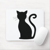 Niedlich Black Cat Silhouette Spaß Schwarz und Wei Mousepad (Mit Mouse)