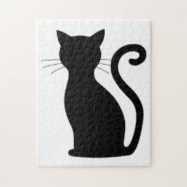 Niedlich Black Cat Silhouette Spaß Schwarz und Wei Puzzle