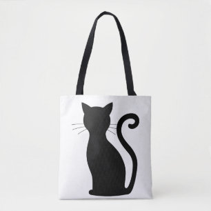 Niedlich Black Cat Silhouette Spaß Schwarz und Wei Tasche
