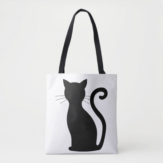 Niedlich Black Cat Silhouette Spaß Schwarz und Wei Tasche (Vorderseite)