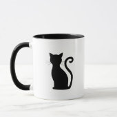 Niedlich Black Cat Silhouette Spaß Schwarz und Wei Tasse (Links)