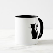 Niedlich Black Cat Silhouette Spaß Schwarz und Wei Tasse (VorderseiteRechts)