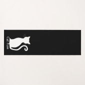 Niedlich Black Cat Silhouette Spaß Schwarz und Wei Yogamatte (Vorderseite (Horizontal))