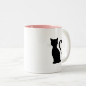 Niedlich Black Cat Silhouette Spaß Schwarz und Wei Zweifarbige Tasse (VorderseiteRechts)
