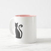 Niedlich Black Cat Silhouette Spaß Schwarz und Wei Zweifarbige Tasse (Vorderseite Links)