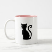 Niedlich Black Cat Silhouette Spaß Schwarz und Wei Zweifarbige Tasse (Links)