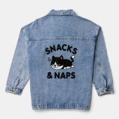Niedlich Black Cat Snacks Nickerchen Funny Sprichw Jeansjacke (Rückseite)